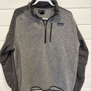 Patagonia Gray Zip Up Sweater with Contrast Panels